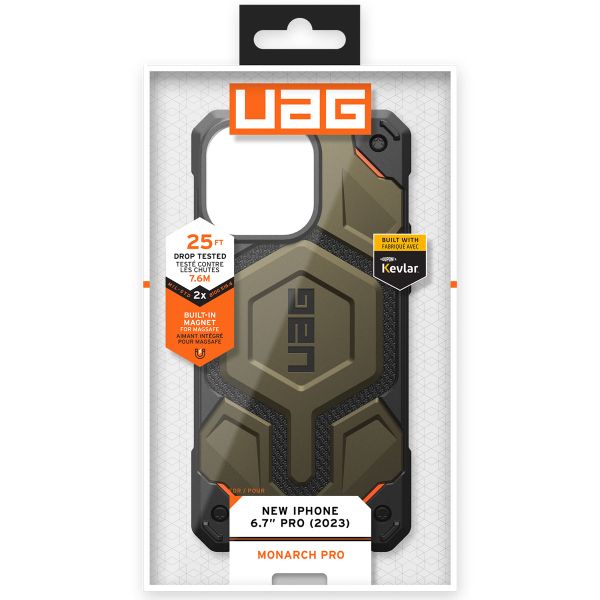 UAG Monarch Pro Backcover für das iPhone 15 Pro Max - Kevlar Element Green