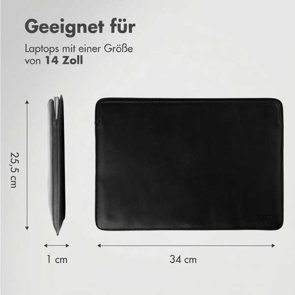 Accezz Leather Laptop Hülle Apple MacBook 14 Zoll - Laptop Sleeve - Schwarz