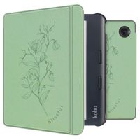 imoshion Design Slim Hard Case Sleepcover mit Stand für das Kobo Libra Colour / Tolino Vision Color - Floral Green