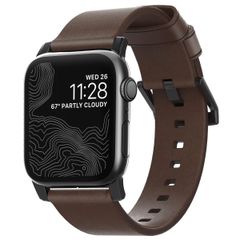 Nomad Modernes Lederarmband für die Apple Watch Series 1 bis 9 / SE (38/40/41 mm) | Series 10 (42 mm) - Braun/Schwarz