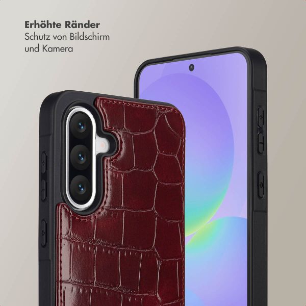 Selencia Nova Croco HandyHülle mit Kordel und Kartenhalter Samsung Galaxy A36 - Burgundy