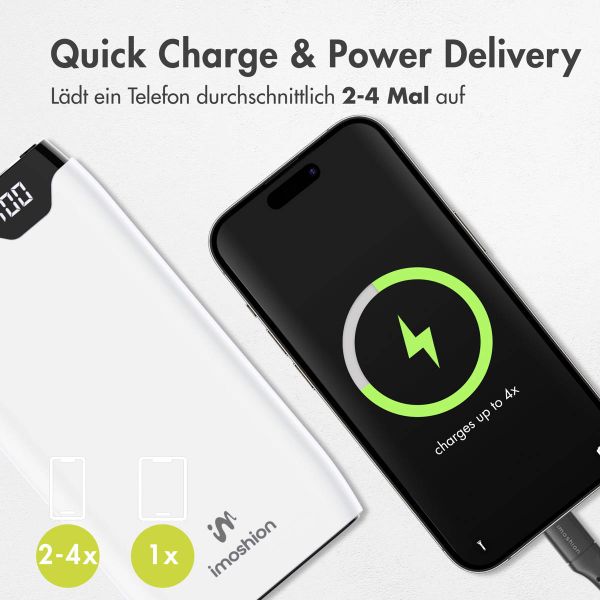 imoshion Powerbank - 20.000 mAh - Schnelles Aufladen und Power Delivery - Weiß