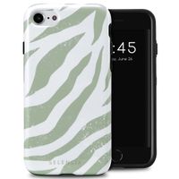 Selencia Vivid Tough Back Cover für das iPhone SE (2022 / 2020) / 8 / 7 / 6(s) - Colorful Zebra Sage Green