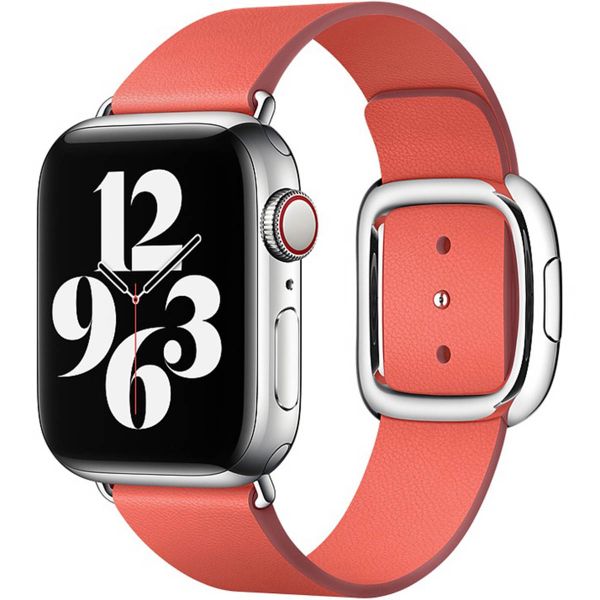 Apple Leather Band Modern Buckle für die Apple Watch Series 1 bis 9 / SE (38/40/41 mm) | Series 10 (42 mm) - Größe S - Pink Citrus