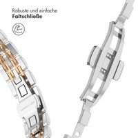 Selencia Jubilee inspiriertes schmales Edelstahlarmband für Apple Watch Series 1 t/m 9 / SE (38/40/41 mm) | Series 10 / 11 (42 mm) - Zilver & Rosé Goud / Silver & Rose Gold
