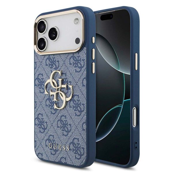 Guess 4G Metal Logo Back Cover Apple iPhone 17 Pro Max - Gold Edge - Blue