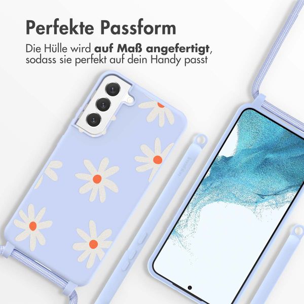 imoshion SilikonHülle design mit Band Samsung Galaxy S22 Plus - Lila Flower Distance