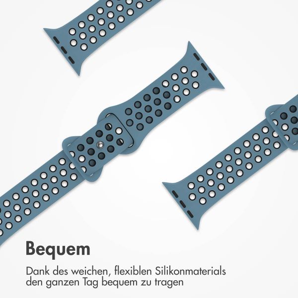 imoshion Sportarmband⁺ für das Apple Watch Series 1 bis 9 / SE (38/40/41 mm) | Series 10 / 11 (42 mm) - Größe S/M - Celestial Teal & Black