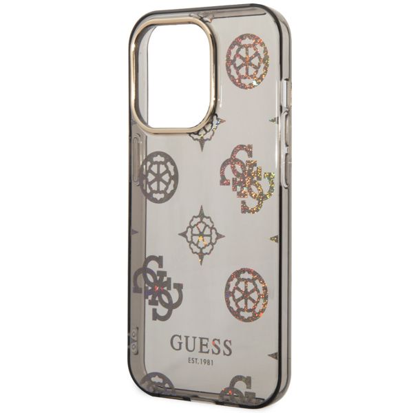 Guess Peony Glitter Back Cover für das iPhone 14 Pro - Schwarz