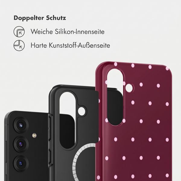 Selencia Vivid Rückabdeckung mit MagSafe Samsung Galaxy S25 - Happy Dots Burgundy