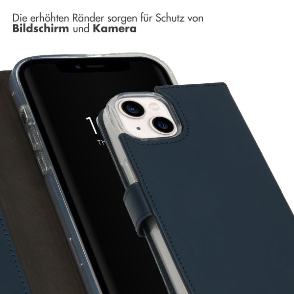 Selencia Echtleder Klapphülle iPhone 14 - Blau