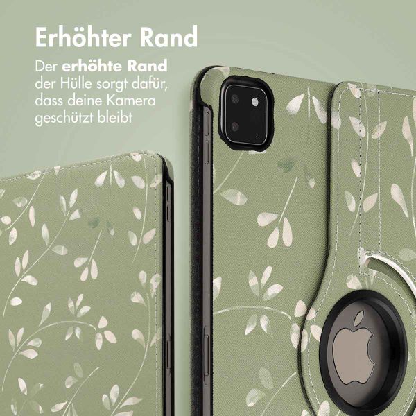 imoshion 360° drehbare Design Klapphülle Apple iPad Pro 11 (2022 / 2021 / 2020 / 2018) - Green Flowers