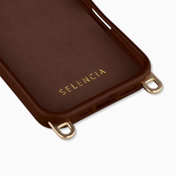 Selencia Rivièra Backcover mit MagSafe mit abnehmbaren Haken Apple iPhone 16 - Choco Brown