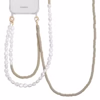 Selencia Handyketten Set mit Perlen und Elastikbändern - Greige
