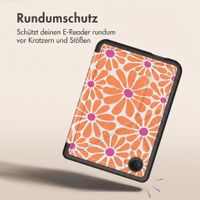 imoshion Design Klappbare Klapphülle Kobo Clara Colour / BW - Orange Flowers Connect