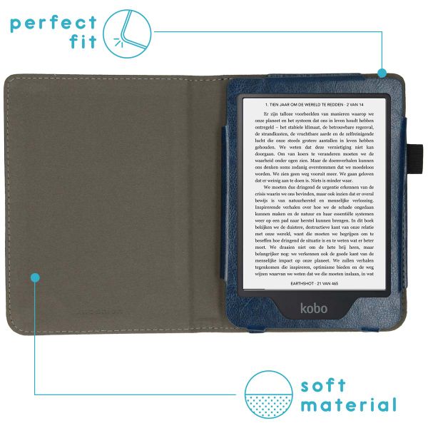 imoshion Vegan Leather Klapphülle Kobo Clara 2E / Tolino Shine 4 - Dunkelblau