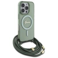 Guess MagSafe IML Back Cover mit crossbody cord Apple iPhone 16 Pro - Grün