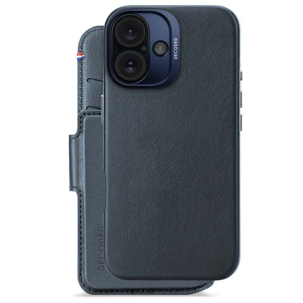 Decoded 2 in 1 Leather Klapphülle MagSafe Apple iPhone 16 - Navy