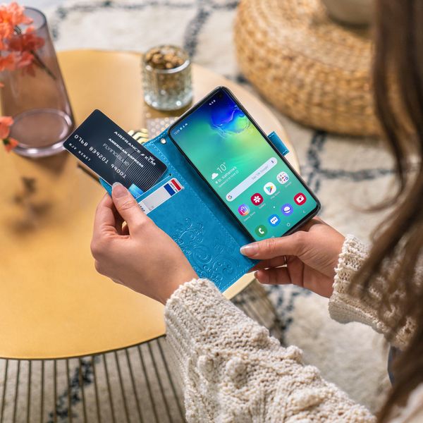 Kleeblumen Klapphülle Türkis Samsung Galaxy A01