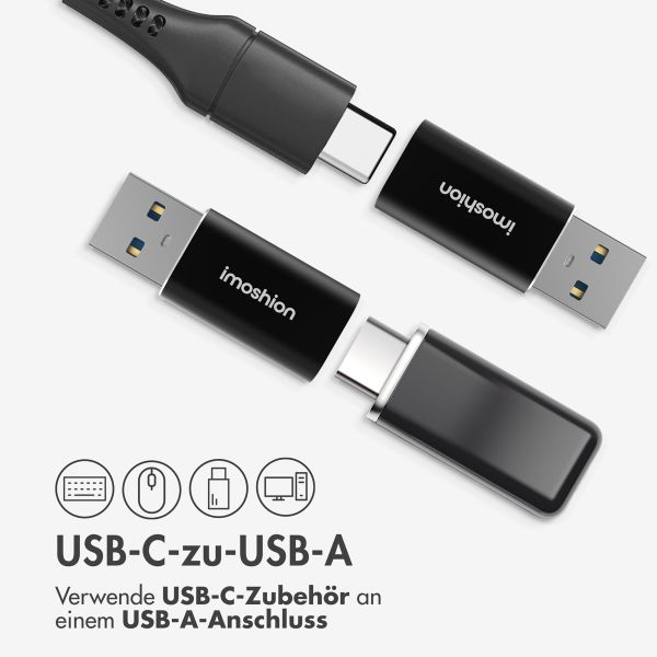 imoshion 2x USB-A 3.1 (Stecker)-auf-USB-C (Buchse)-Adapter – OTG – Schwarz