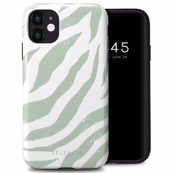 Selencia Vivid Back Cover Apple iPhone 11 - Colorful Zebra Sage Green