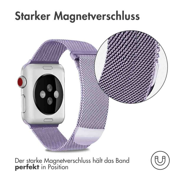 imoshion Mailändische Magnetarmband für die Apple Watch Series 1-9 / SE - 38/40/41 mm / Series 10 - 42 mm - Größe S - Violett