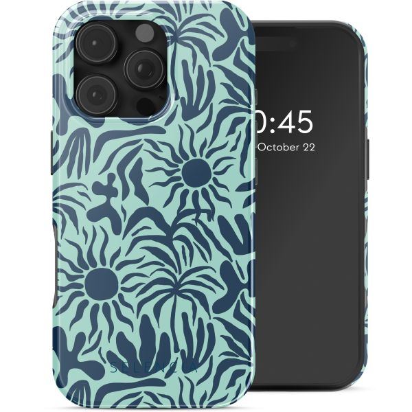 Selencia Vivid Tough Back Cover mit MagSafe für das iPhone 16 Pro - Tropical Vibes Light Blue