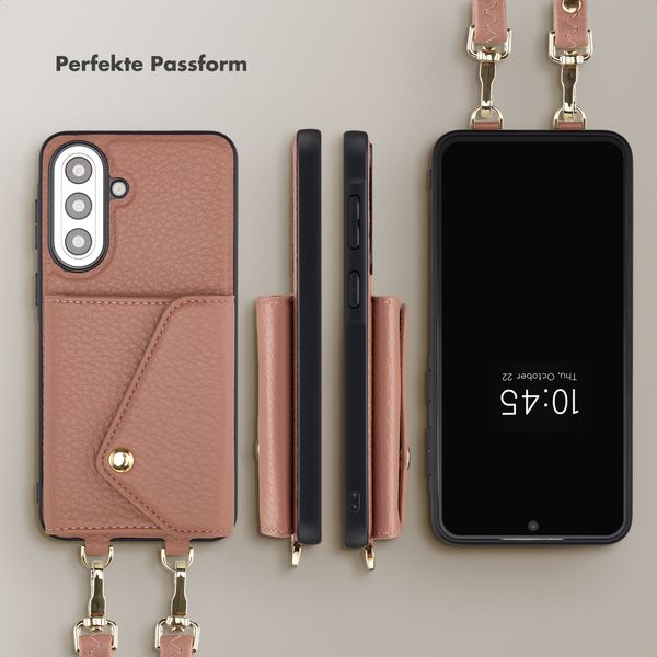 Selencia Sera HandyHülle mit Kordel und Umschlag-Kartenhalter Samsung Galaxy A57 (5G) - Old Pink