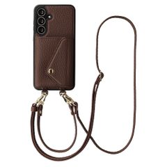 Selencia Sera HandyHülle mit Kordel und Umschlag-Kartenhalter Samsung Galaxy S25 FE - Chocolate Brown