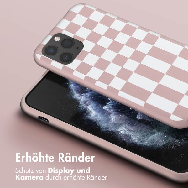 Selencia Silikonhülle design mit abnehmbarem Band für das iPhone 11 Pro - Irregular Check Sand Pink