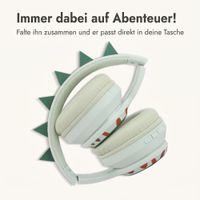 imoshion Kabellose Kinderkopfhörer Dino LED Light - Dezibelbegrenzer - Mit AUX-Kabel - Brown / Orange