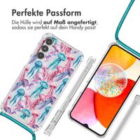 imoshion Design Hülle mit Band Samsung Galaxy A14 (5G/4G) - Jellyfish Watercolor