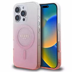 Guess MagSafe IML Glitter Gradient Case für das Apple iPhone 16 Pro - Pink