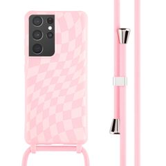 imoshion Silikonhülle design mit Band für das Samsung Galaxy S21 Ultra - Retro Pink