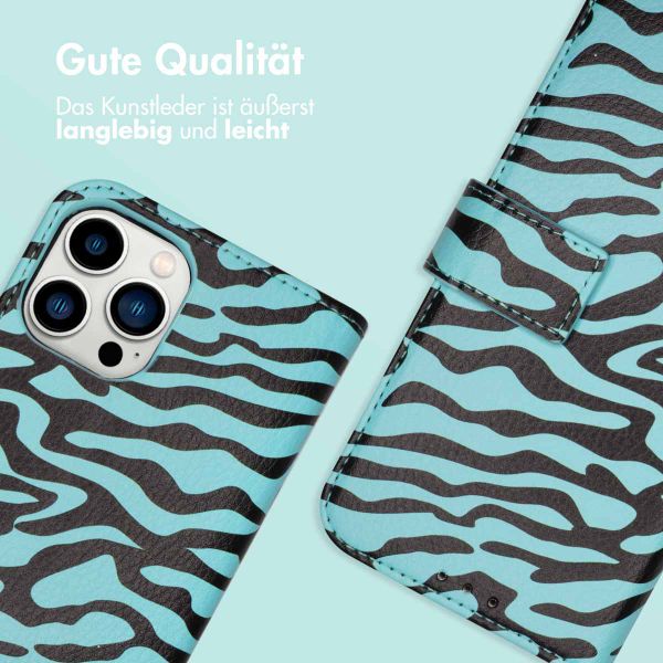 imoshion Design Klapphülle Apple iPhone 12 (Pro) - Black Blue Stripes