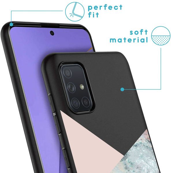 imoshion Design Hülle Samsung Galaxy A71 - Marmor - Rosa / Schwarz