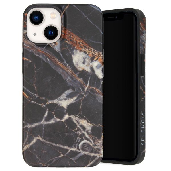 Selencia Aurora Fashion Back Case für das Apple iPhone 14 - ﻿Strapazierfähige Hülle - 100 % recycelt - Schwarzer Marmor