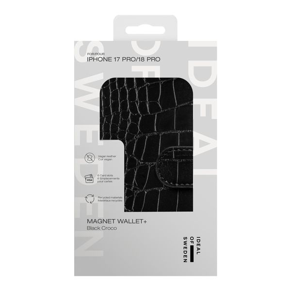 iDeal of Sweden Magnet Wallet+ Klapphülle Apple iPhone 18 Pro / 17 Pro - Black Croco