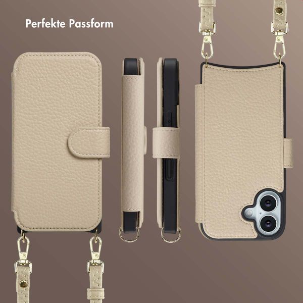 Selencia Riva Bookcase mit MagSafe und Handgelenkband Apple iPhone 17 - Beige