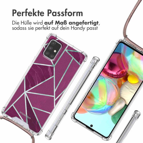 imoshion Design Hülle mit Band Samsung Galaxy A71 - Bordeaux Graphic