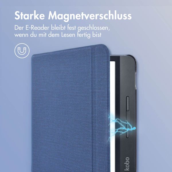 imoshion Canvas Sleepcover Klapphülle mit Stand Kobo Libra H2O - Dunkelblau