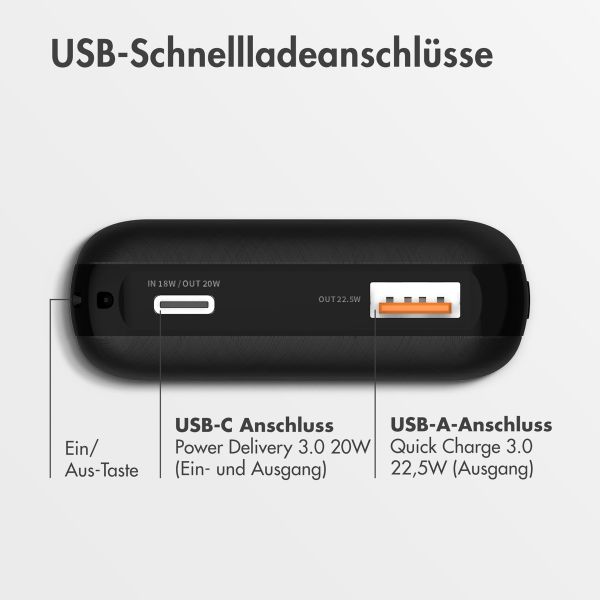 imoshion Kompakte Powerbank 10.000 mAh - Schwarz