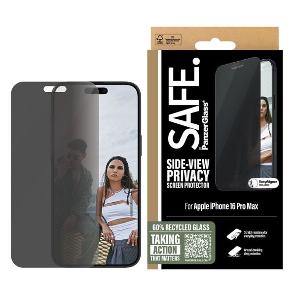 SAFE by PanzerGlass Ultra Wide Fit Screen Protector mit Sichtschutz inkl. Applikator Apple iPhone 16 Pro Max