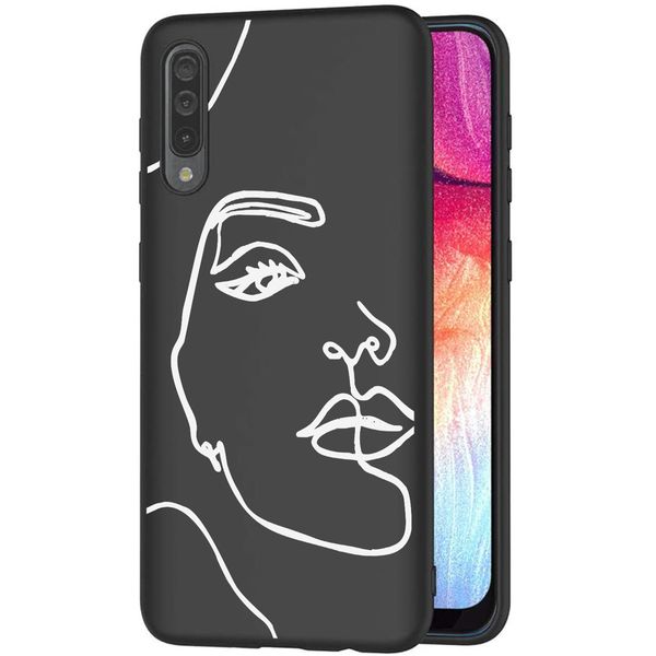 imoshion Design Hülle Galaxy A50 / A30s - Abstraktes Gesicht - Weiß