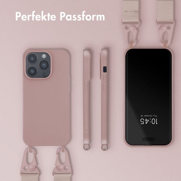 Selencia Silikonhülle mit abnehmbarem Band für das iPhone 14 Pro - Sand Pink