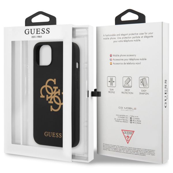 Guess 4G Logo Silicone Back Cover für das iPhone 13 Mini - Schwarz