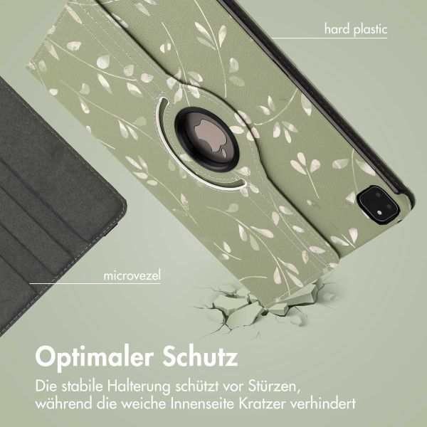 imoshion 360° drehbare Design Klapphülle für das iPad Pro 12.9 (2018 / 2020 / 2021 / 2022) - Green Flowers