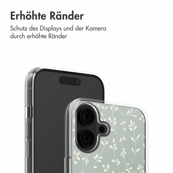 imoshion  Design Hülle für das iPhone 16 - Smoke Green Flowers