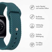 imoshion Geflochtenes Silikonarmband für das  Apple Watch Series 1 t/m 9 / SE (38/40/41 mm) | Series 10 / 11 (42 mm) - Dunkelgrün