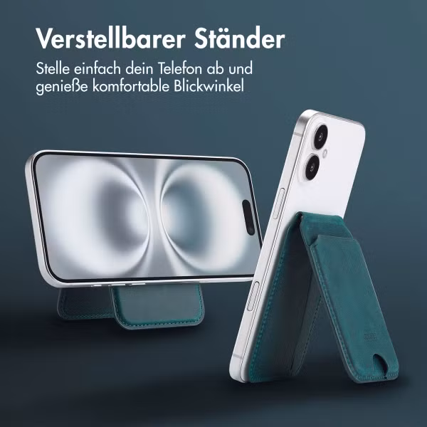 Accezz Vintage Leder MagSafe Kartenhalter mit Ständer - Smokey Green
